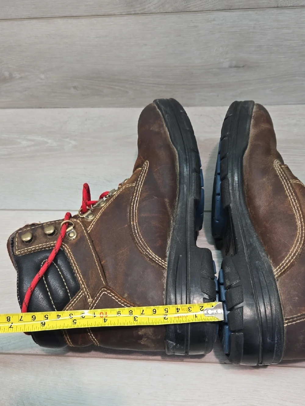 Vintage Wolverine Men’s Brown Soft Toe Work Boots with Red Laces Shoes Sz 7M